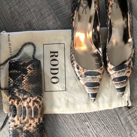 HP🎊 NWOT Vintage RODO Set - Python Pumps & Handbag - Picture 7 of 10